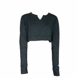 Forever 21 Charcoal Gray Long Sleeved Crop Sweater